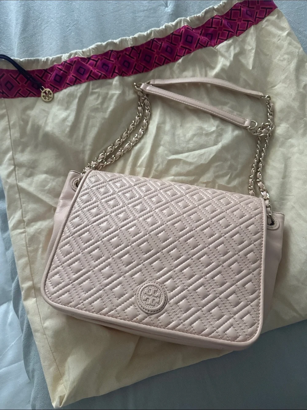 Tory Burch Quilted Chain-Strap Shoulder Bag in Light Pink